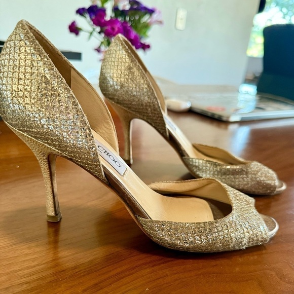 Jimmy Choo Peep Toe Glitter Sparkly Heel Womens 36 / US 6/6.5 - Picture 11 of 12